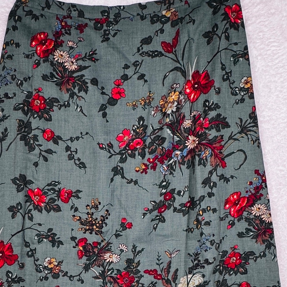 New Pendleton Maxi Skirt Womens 16 Green Cottagecore Floral Rayon Wool Vintage - Picture 3 of 8
